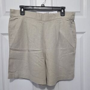 Croft & Barrow Women Pleated Linen Blend Midrise Pull On Shorts Size Large